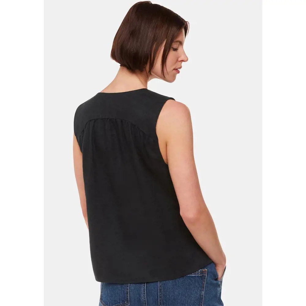 Whistles Black Laura Linen Tank
